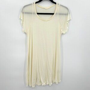LAUREN MOSHI Sample Cream 100% Micro Modal Scoop Neck Short Sleeve Shirt Medium